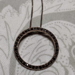 Sterling Silver Circle Marcasite Necklace